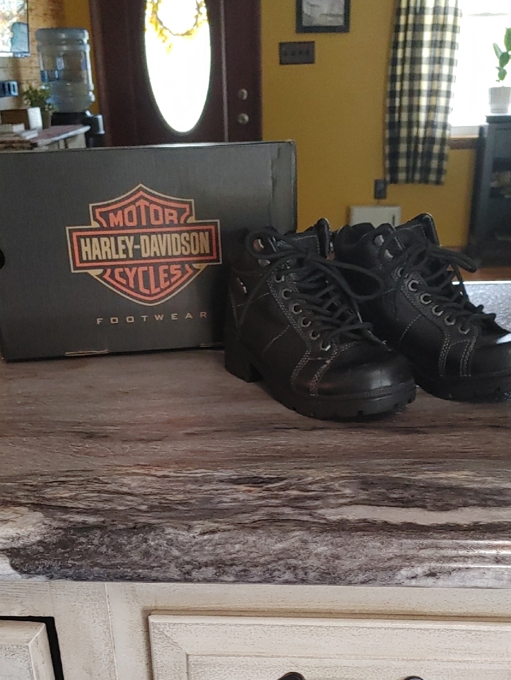 Harley-Davidson Black Leather Lace-Up Riding Boots